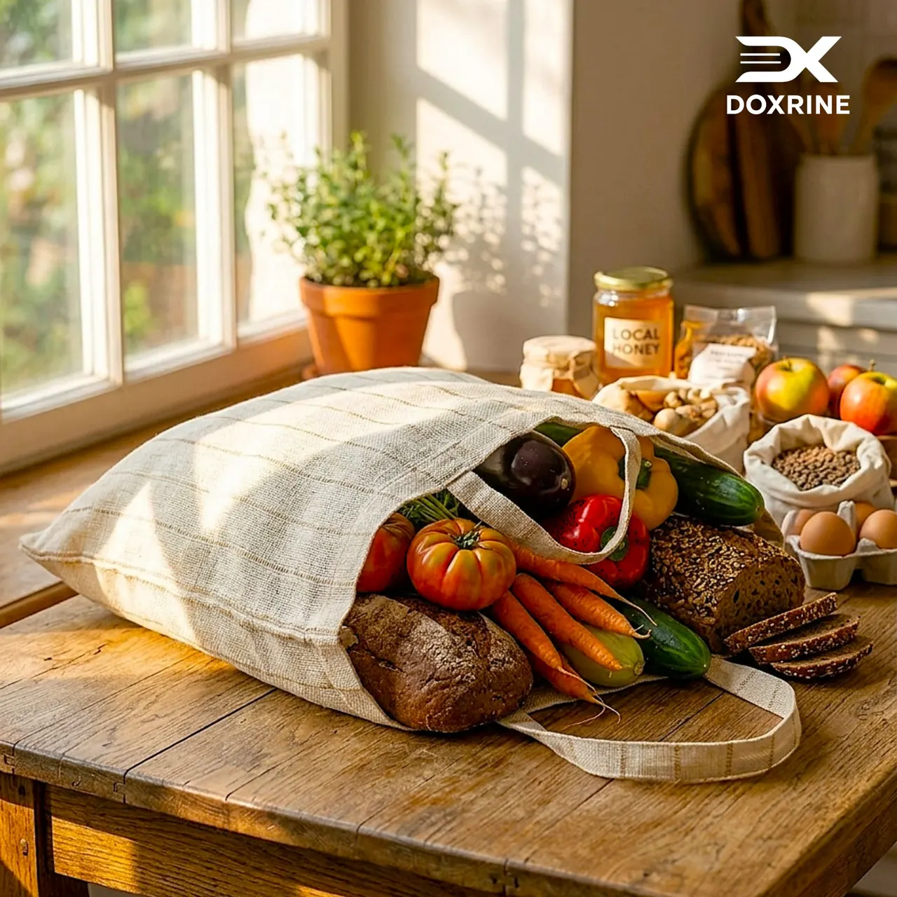 Doxrine jute bag prepared for daily retail use